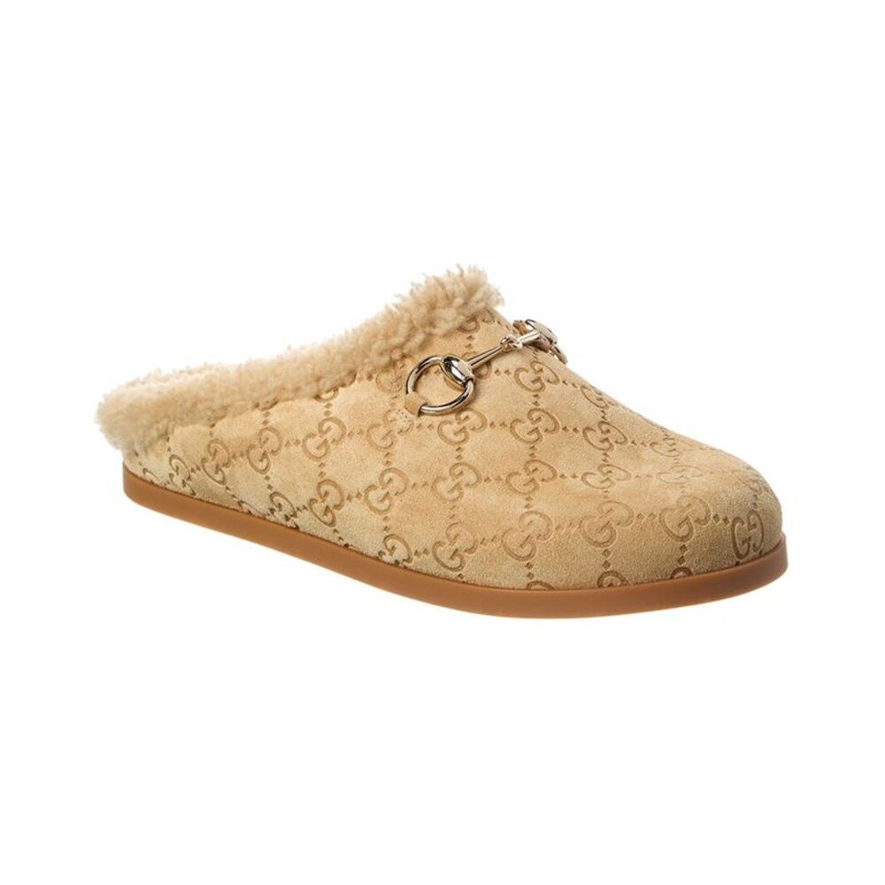 Gucci Horsebit Gg Suede Mule, Brown